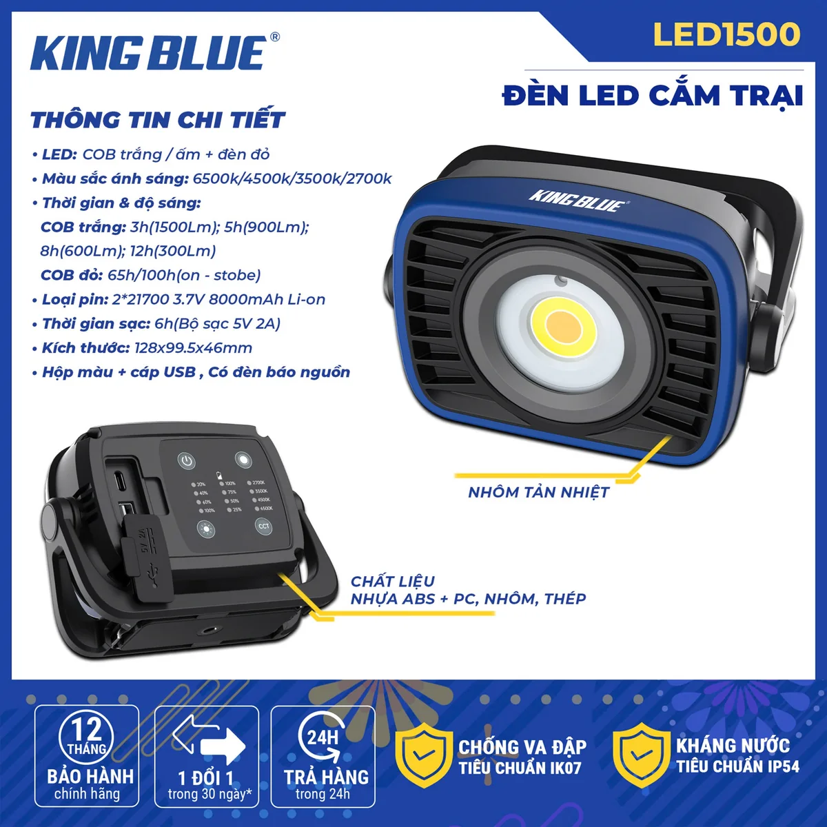 Đèn Led Cắm Trại LED1500