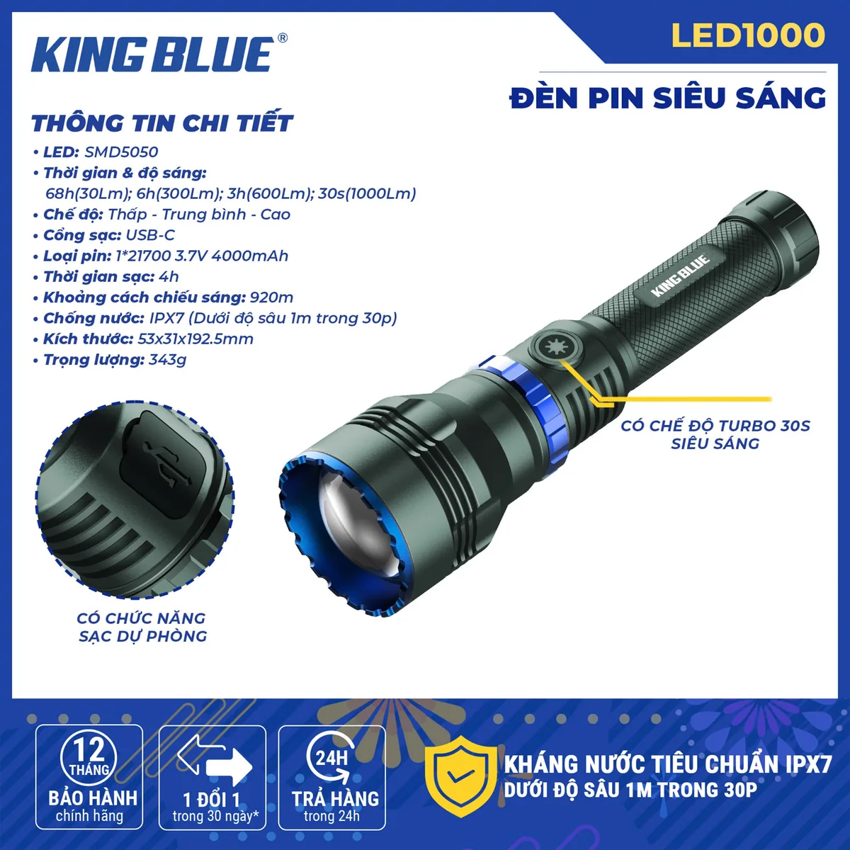 Đèn Pin Siêu Sáng LED1000