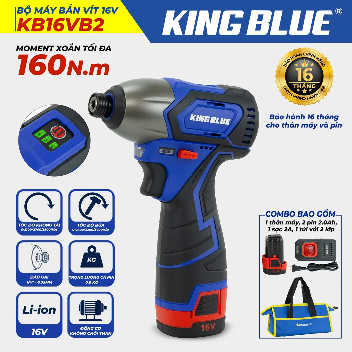 Bộ Máy Bắn Vít 16V KB16VB2