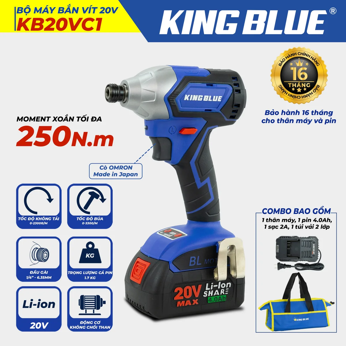 Bộ Máy Bắn Vít 20V KB20VC1
