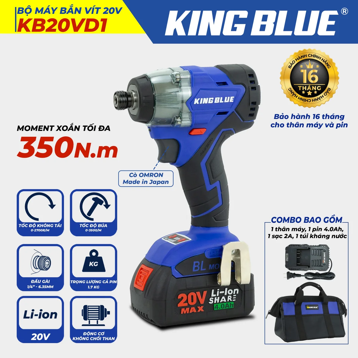Bộ Máy Bắn Vít 20V KB20VD1