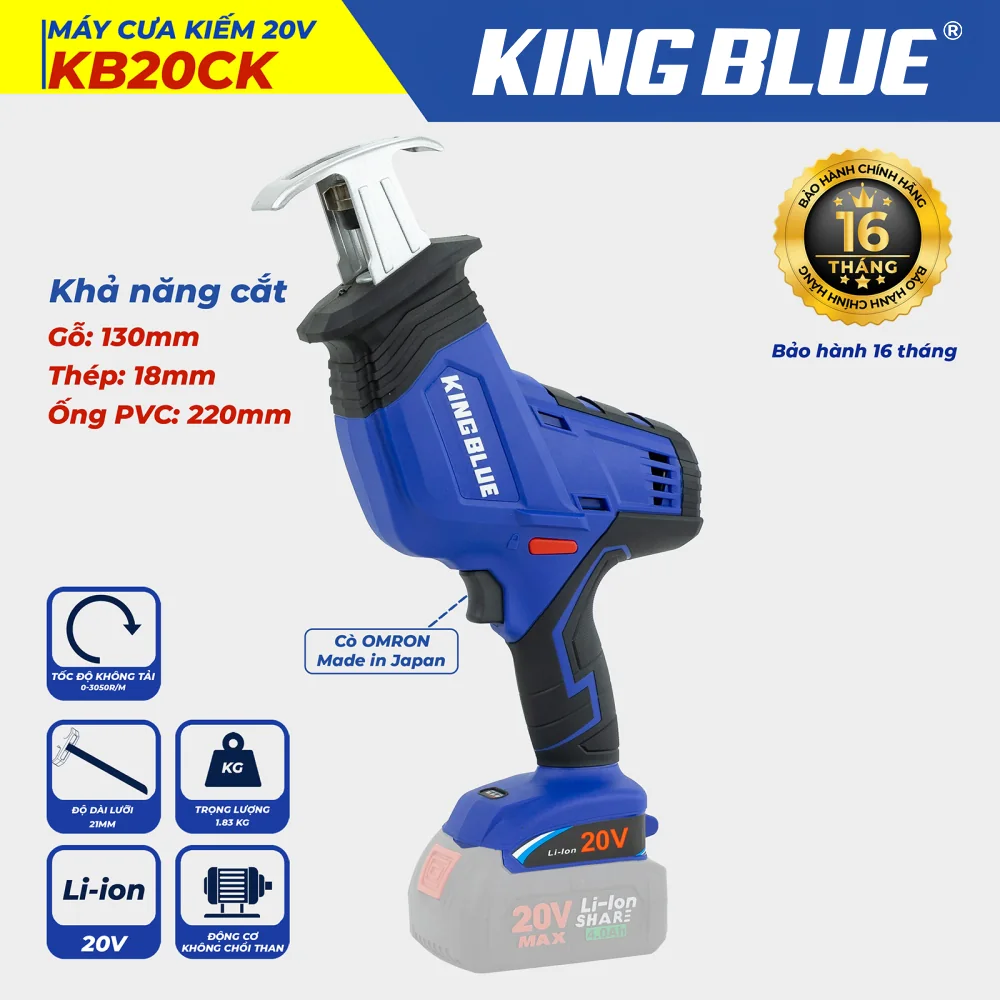 Máy Cưa Kiếm 20V KB20CK (Giá chưa bao gồm pin, sạc)