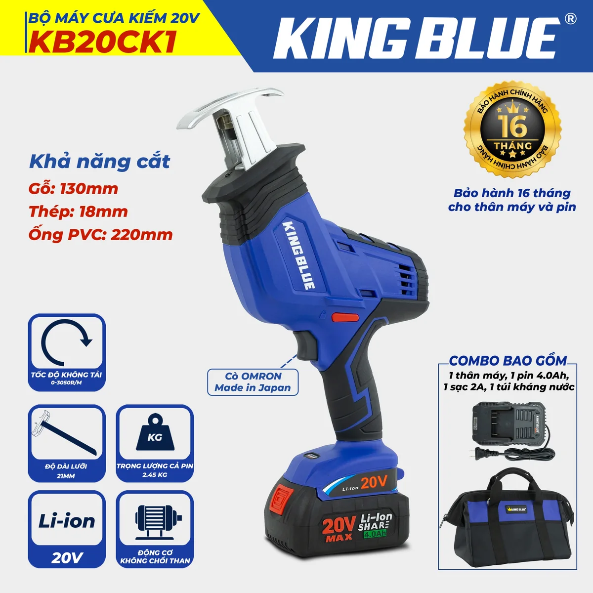 Bộ Máy Cưa Kiếm 20V KB20CK1