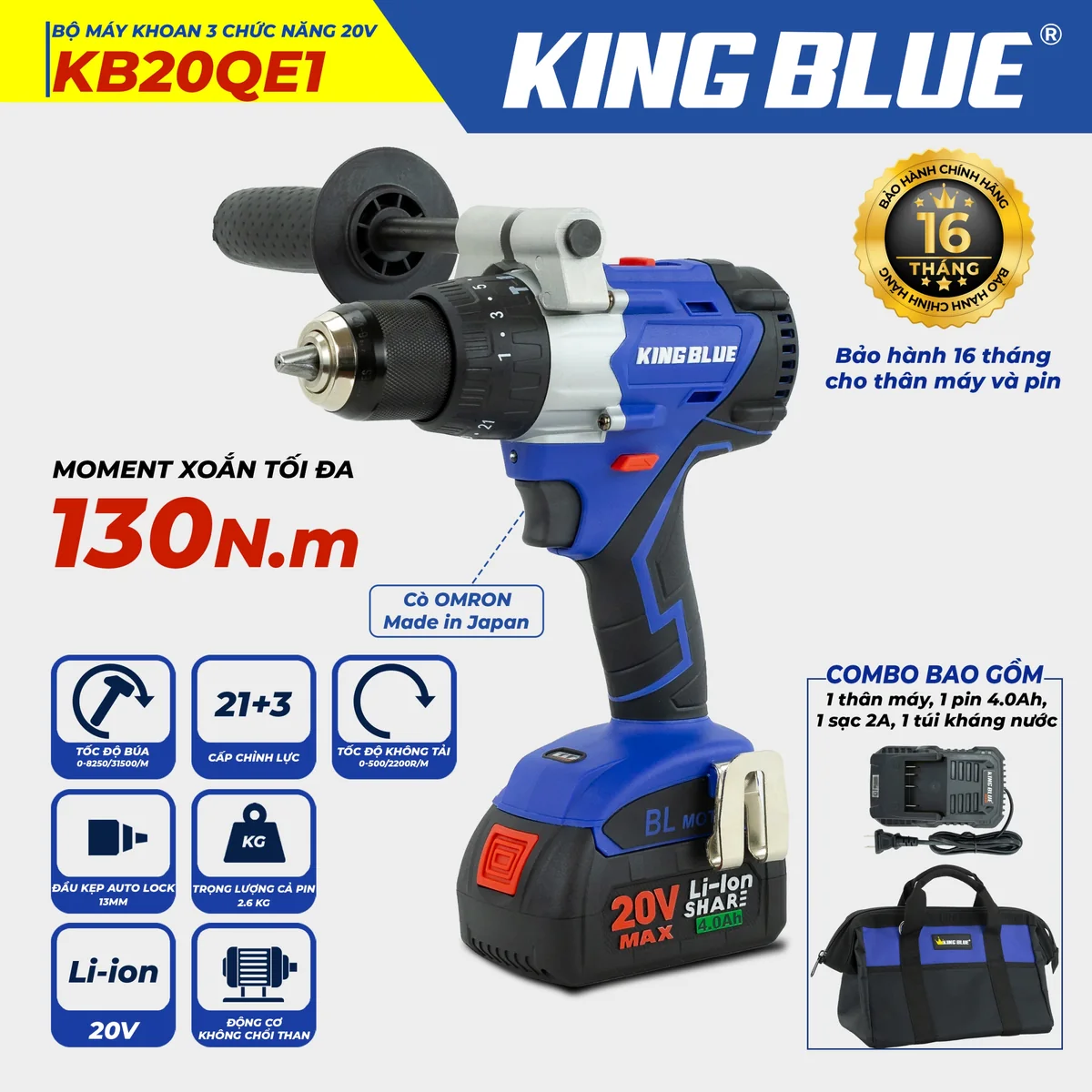Bộ Máy Khoan 3 Chức Năng 20V KB20QE1
