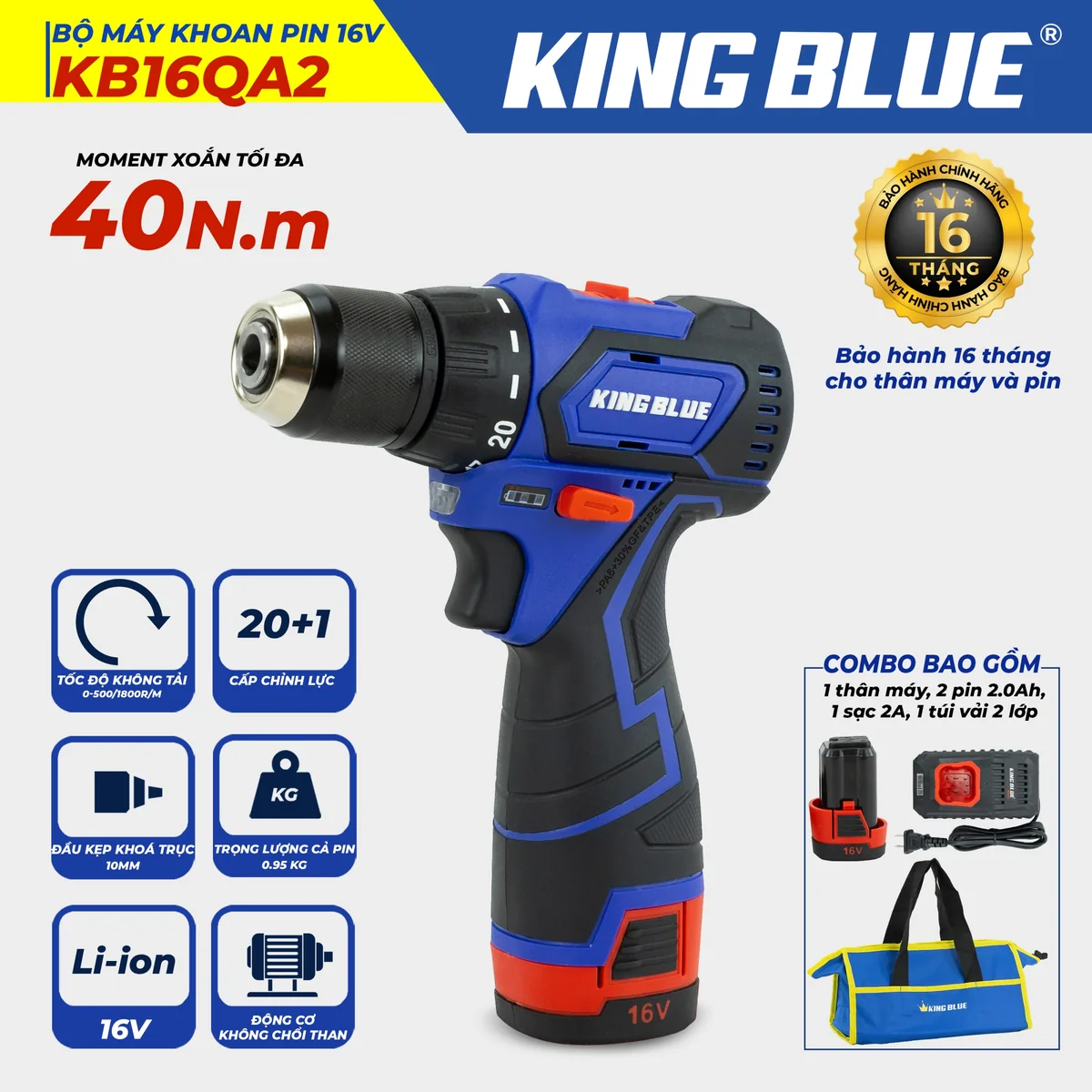 Bộ Máy Khoan Pin 16V KB16QA2