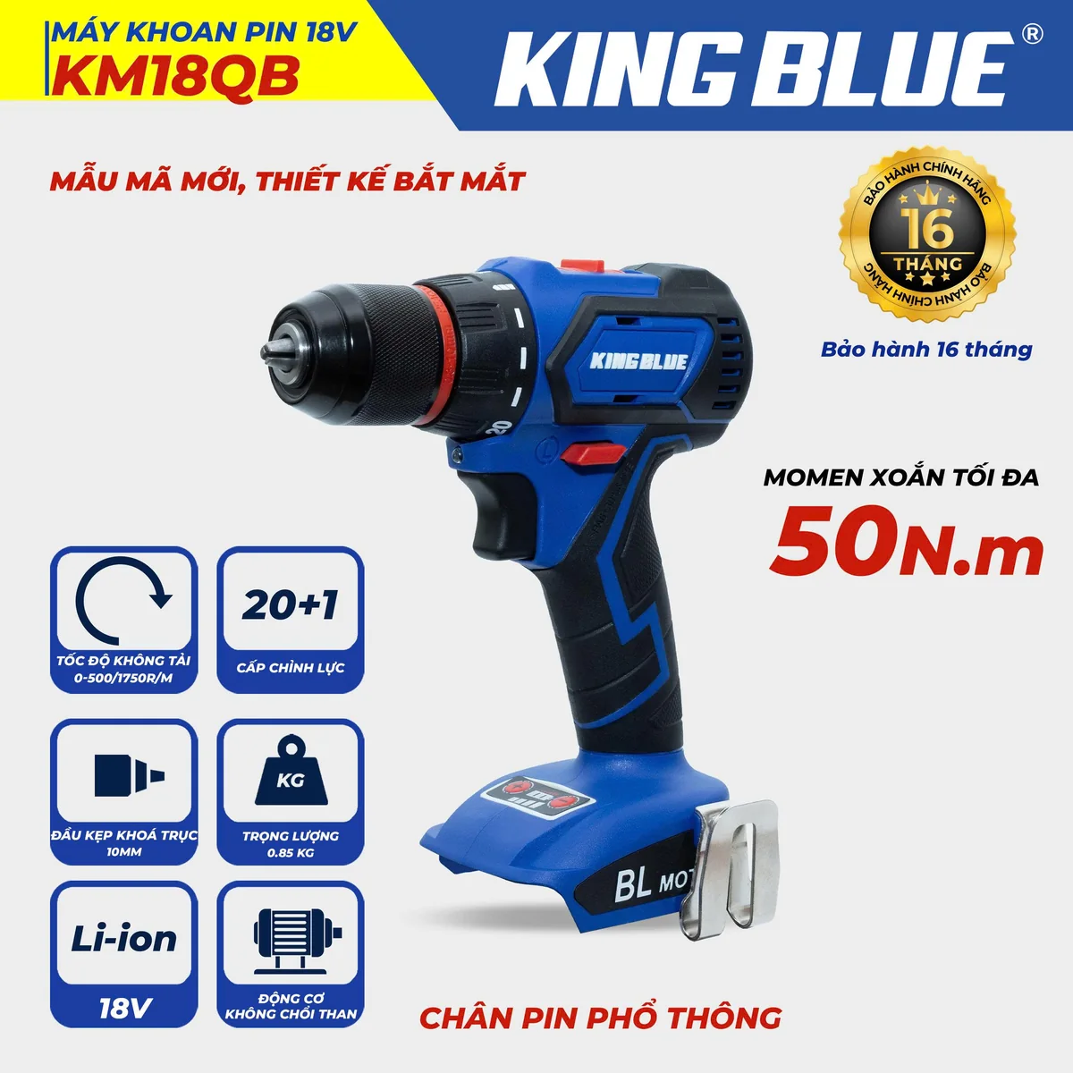 Máy Khoan Pin 18V KM18QB (Giá chưa bao gồm pin, sạc)