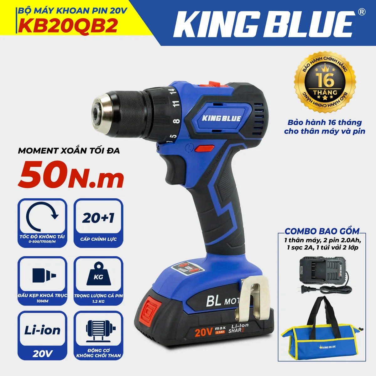 Bộ Máy Khoan Pin 20V KB20QB2