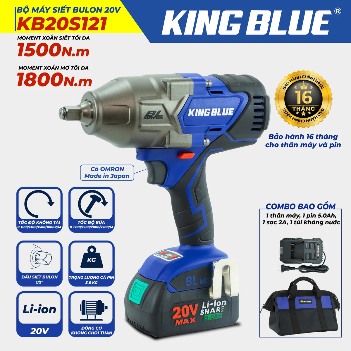 Bộ Máy Siết Bulon 20V KB20S121