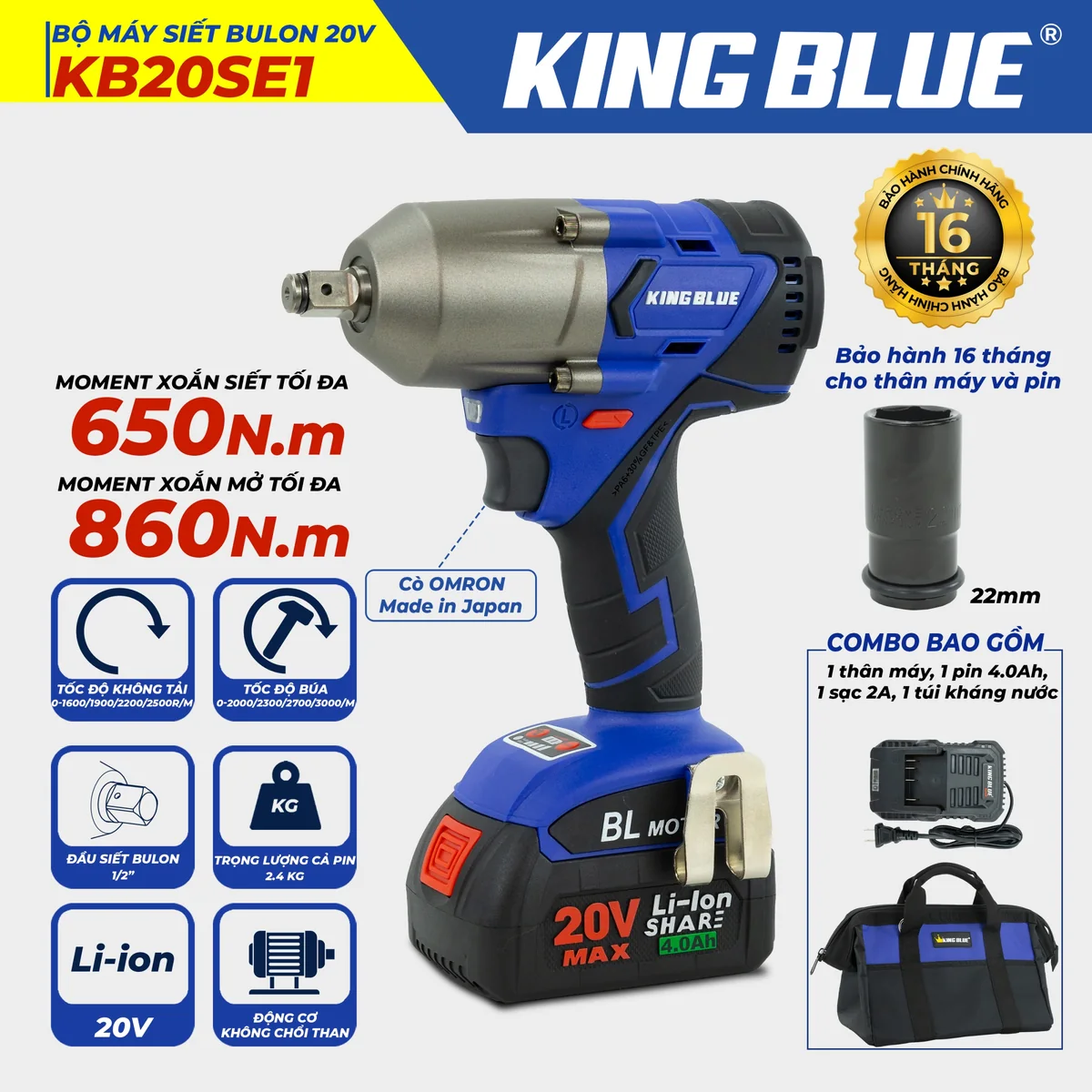 Bộ Máy Siết Bulon 20V KB20SE1