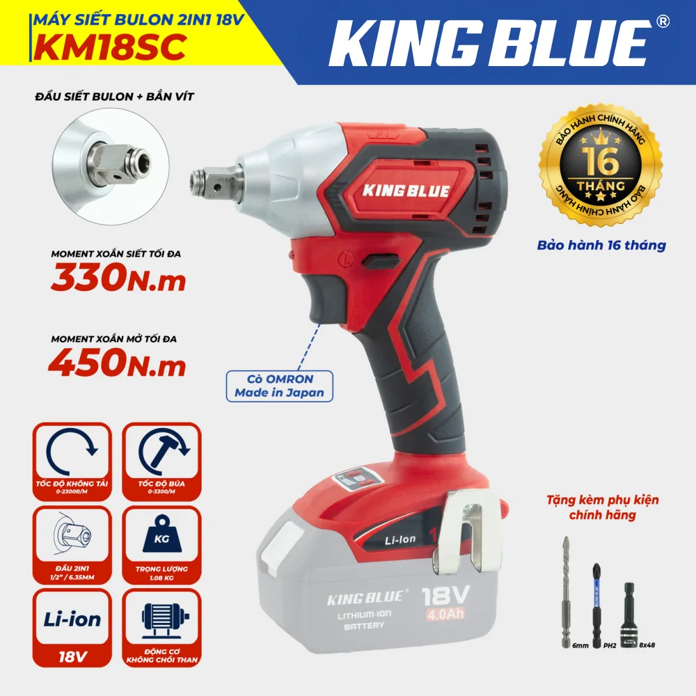 Máy Siết Bulon 2in1 18V KM18SC (Giá chưa bao gồm pin, sạc)