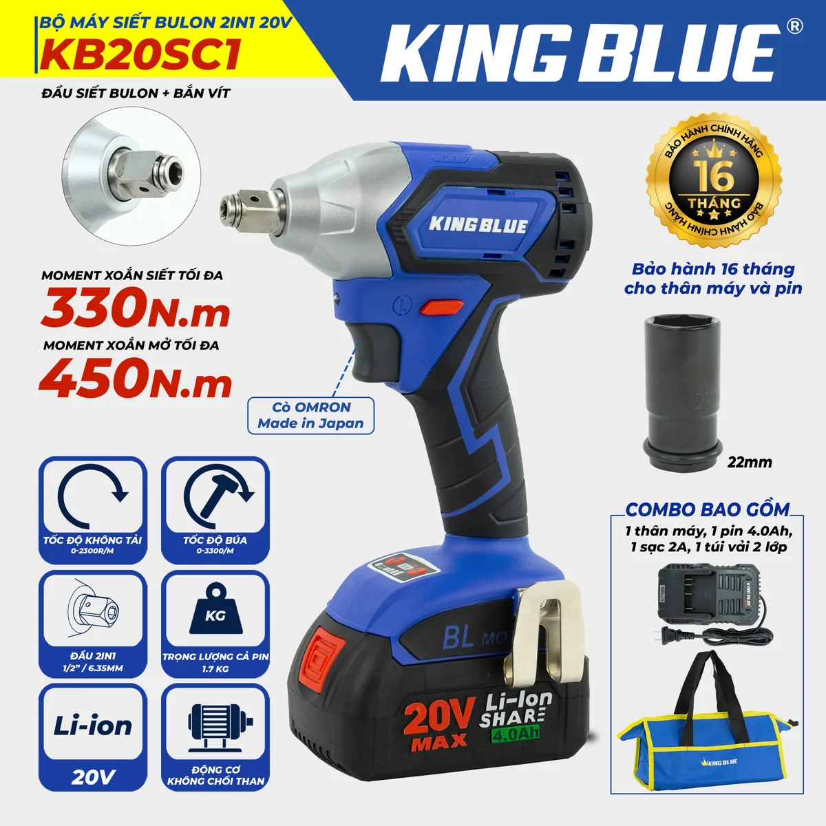 Bộ Máy siết bulon 2in1 KB20SC1